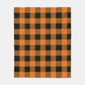 黒とオレンジバッファロープレイドオータム秋 フリースブランケット (正面)