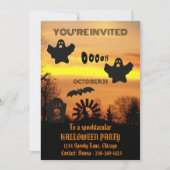 黒とオレンジ不気味のハロウィーン 招待状 (正面)