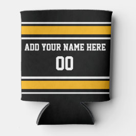 黒とカスタマイズ金ゴールドの名前 缶クーラー