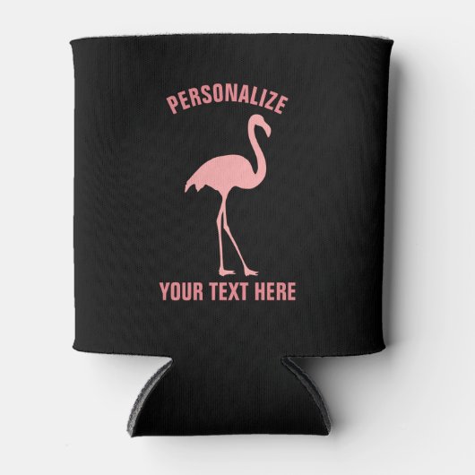 黒とカスタムピンクのフラミンゴの鳥はクーラーできる 缶クーラー (正面)