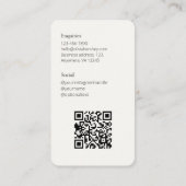 黒とクリーミーなアイボリー写真ソーシャルQRコード 名刺 (裏面)