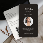 黒とクリーミーなアイボリー写真ソーシャルQRコード 名刺