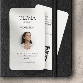 黒とクリーミーなアイボリー写真ソーシャルQRコード 名刺