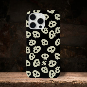 黒とクリームかわいいスカルパターンモノグラム Case-Mate iPhone 14 PRO MAXケース
