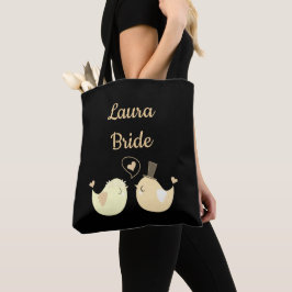 黒とクリームかわいい花嫁 トートバッグ