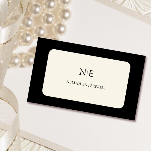 黒とクリームのクラシックユニーク名刺 名刺