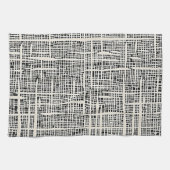 黒とクリームのテクスチャ付きルックタオル キッチンタオル (横)