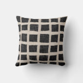 黒とクリームのテクスチャ付き正方形 クッション (裏面)