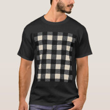 黒とクリームのバッファロー チェック Tシャツ