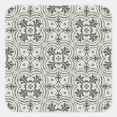 黒とクリームの華美床タイルの模様 スクエアシール (正面)