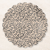 黒とクリームヒョウ印刷 ペーパーコースター (正面)