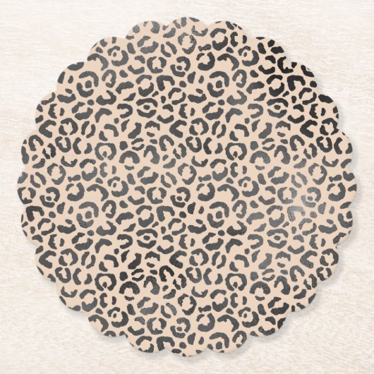 黒とクリームヒョウ印刷 ペーパーコースター (正面)