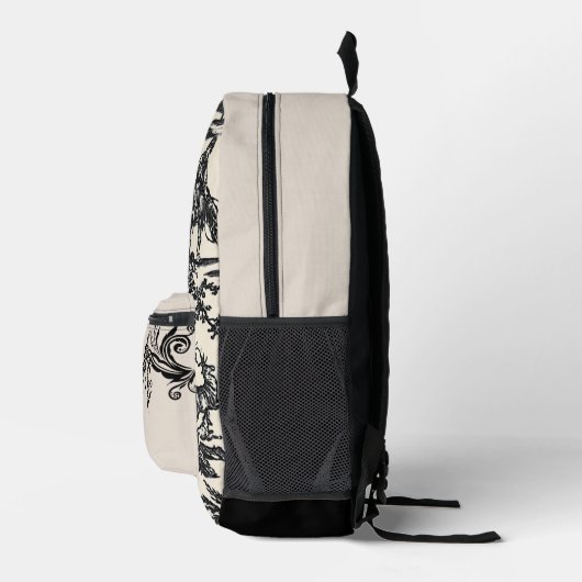 黒とクリームフランスののトイルパーソナライズされた模様 プリントバックパック (右)