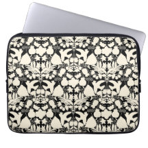 黒とクリーム色のフォークアート Otomi 対称柄