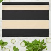 黒とクリーム色の太いストライプ キッチンタオル (折り畳み)
