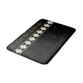 黒とクリーム色の白いデイジーの花アクセント バスマット (アングル)