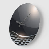 黒とクロム ラージ壁時計 (傾斜)