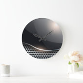黒とクロム ラージ壁時計 (ホーム)