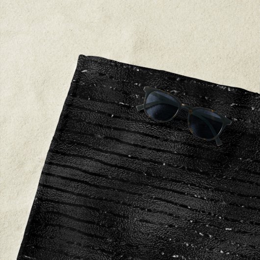 黒とグリッターストライプのパターン ビーチタオル (インサイチュ)