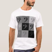 黒とグレーでデザインされた低音部記号の模様 Tシャツ (正面)