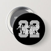 黒とグレーのアスリートジャージー番号 缶バッジ (正面&裏面)