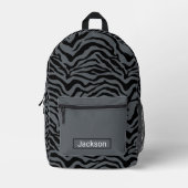 黒とグレーのシマウマ プリントバックパック (正面)
