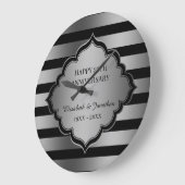 黒とグレーのストライプとフレーム 大きな時計 ラージ壁時計 (傾斜)