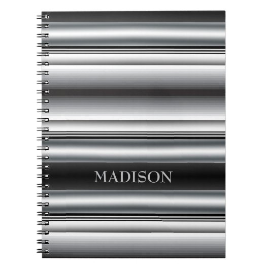 黒とグレーのストライプ ノートブック (正面)