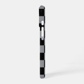黒とグレーのチェック柄プリント iPhone 16ケース (左側面)