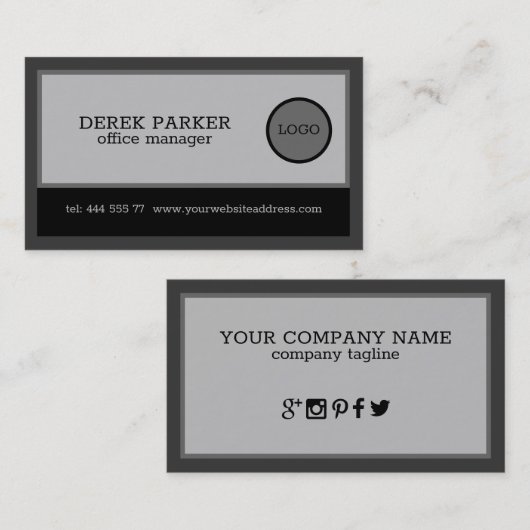 黒とグレーのトーン 名刺 (正面/裏面)