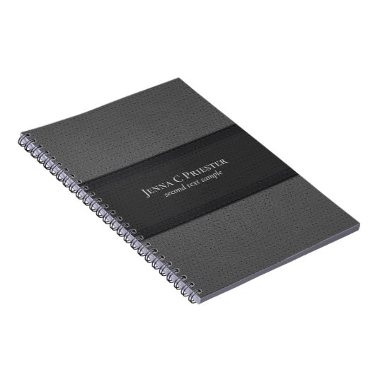 黒とグレーのフェイクレザーテクスチャ2 ノートブック (右側)