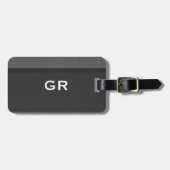 黒とグレーのレザーテクスチャ ラゲッジタグ (正面横)