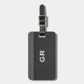 黒とグレーのレザーテクスチャ ラゲッジタグ (正面縦)