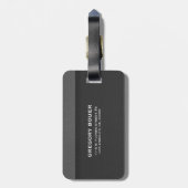 黒とグレーのレザーテクスチャ ラゲッジタグ (裏面縦)