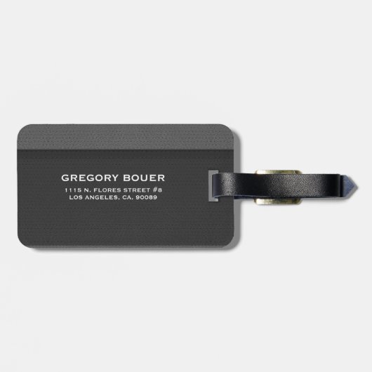 黒とグレーのレザーテクスチャ ラゲッジタグ (裏面横)
