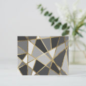 黒とグレーの図形モダン金ゴールド三角形 ポストカード (スタンド正面)