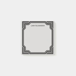 黒とグレーの枠クラシック付き縁ど |パーソナライズされた | ポストイット