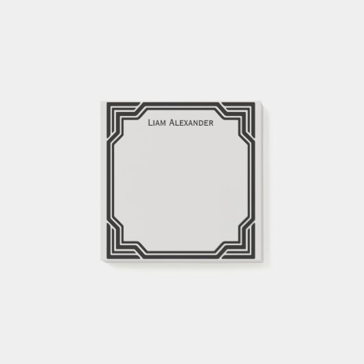 黒とグレーの枠クラシック付き縁ど |パーソナライズされた | ポストイット (正面)