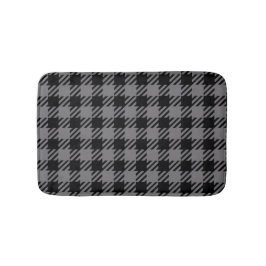 黒とグレーの格子柄 バスマット