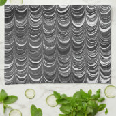 黒とグレーの波のストライプアートキッチンタオル キッチンタオル (折り畳み)