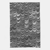 黒とグレーの波のストライプアートキッチンタオル キッチンタオル (縦)