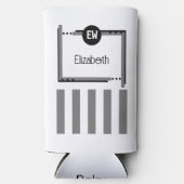 黒とグレーの追加イニシャル名ストライプ名 スリム缶クーラー (正面)