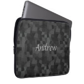 黒とグレーモダンの抽象芸術ジオメトリ ラップトップスリーブ (正面右)