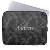 黒とグレーモダンの抽象芸術ジオメトリ ラップトップスリーブ (正面)