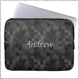 黒とグレーモダンの抽象芸術ジオメトリ ラップトップスリーブ
