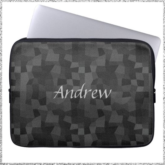 黒とグレーモダンの抽象芸術ジオメトリ ラップトップスリーブ