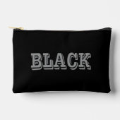 黒とグレー文字の黒無地の色 アクセサリーポーチ (正面)