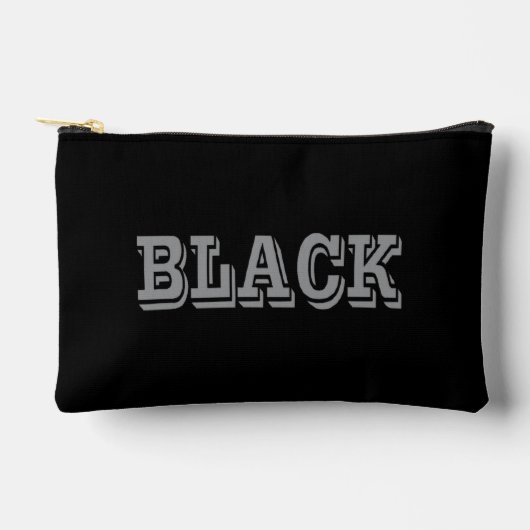 黒とグレー文字の黒無地の色 アクセサリーポーチ (正面)
