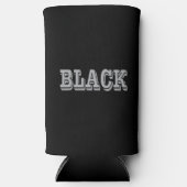 黒とグレー文字の黒無地の色 スリム缶クーラー (正面)