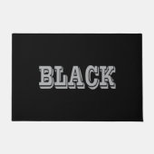 黒とグレー文字の黒無地の色 ドアマット (正面)